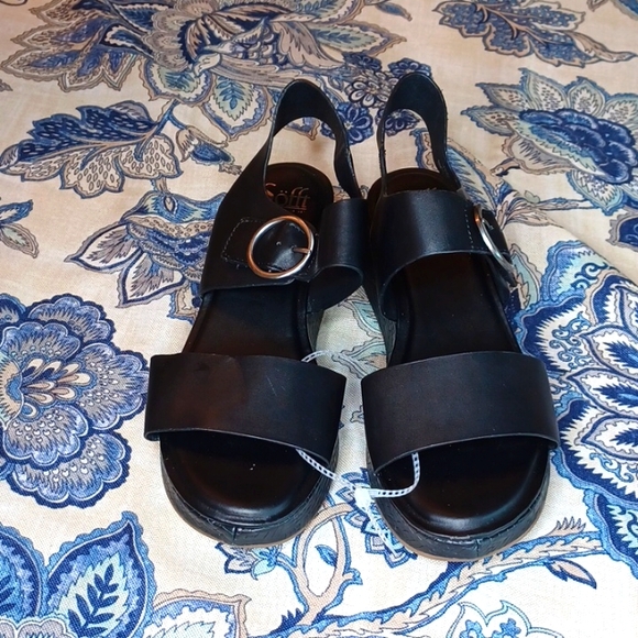 SOFFT Faedra Leather platform wedge sandals Black Size 8, 8 5M New - Picture 8 of 16
